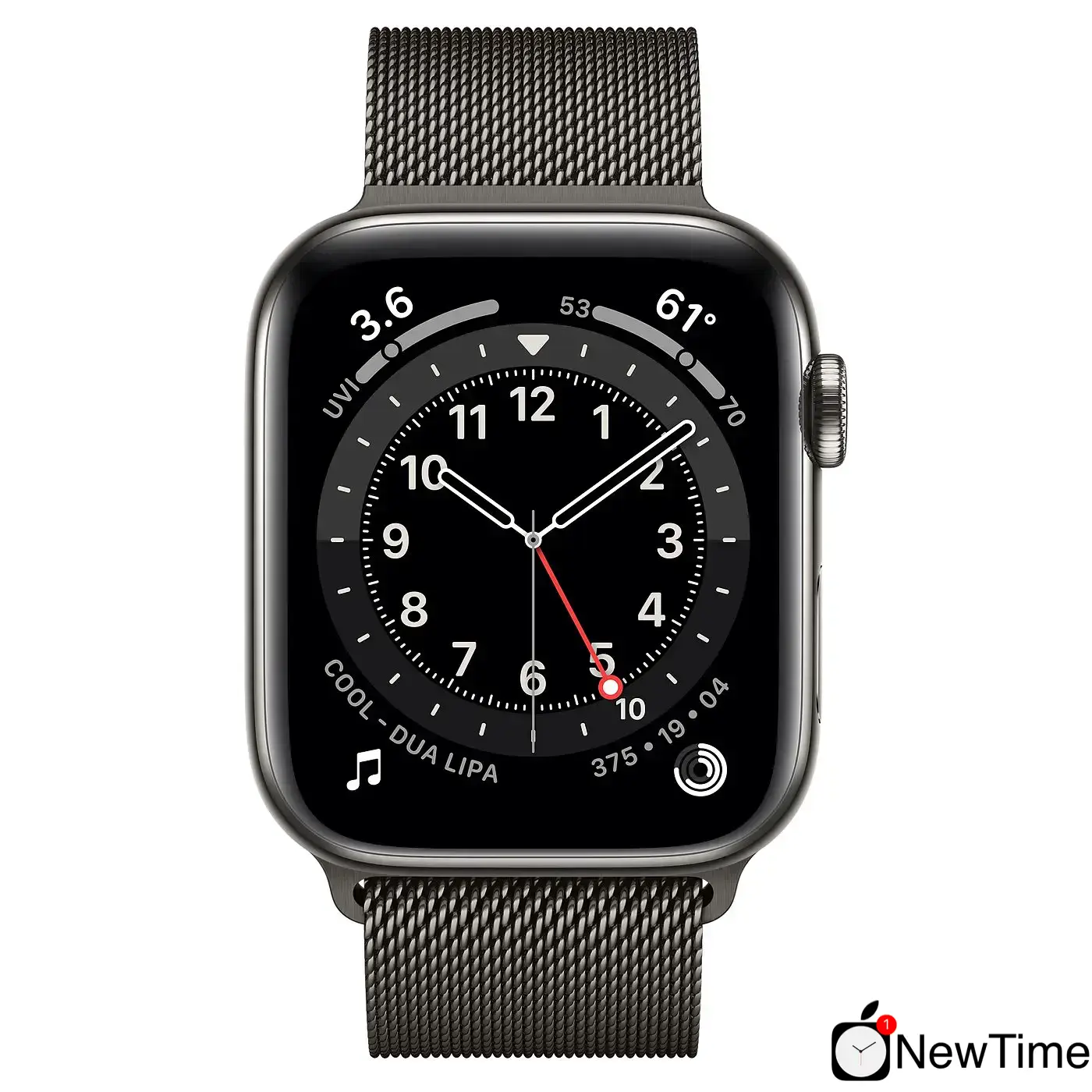Apple Watch Series 6 GPS + Cellular 44mm Graphite Stainless Steel Case with Graphite Milanese Loop (M07R3, M09J3)